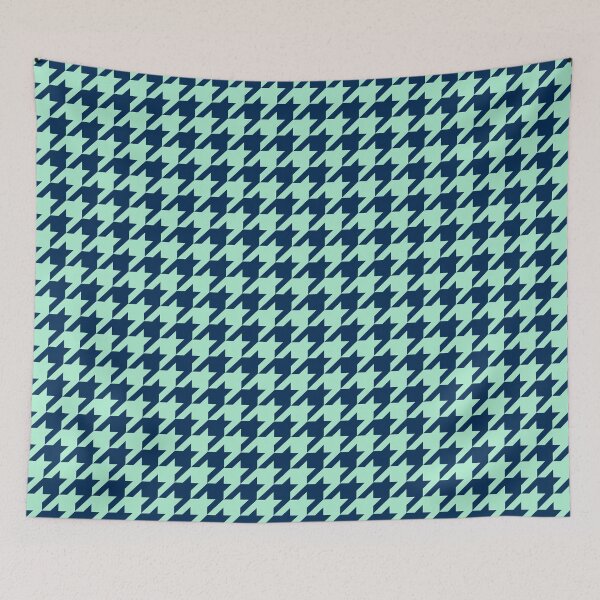 Item preview, Sailor Blue and Mint Houndstooth Pattern designed and sold by HomeLivingCo.