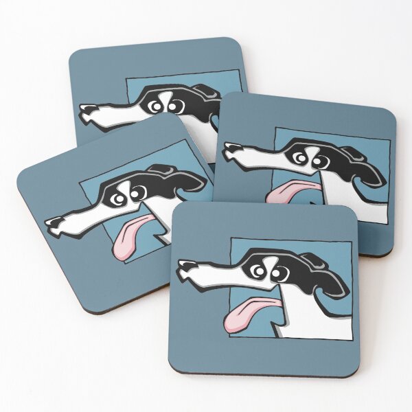 Item preview, Greyhound - White and Black (Face) BLUE BG designed and sold by TheChicken.