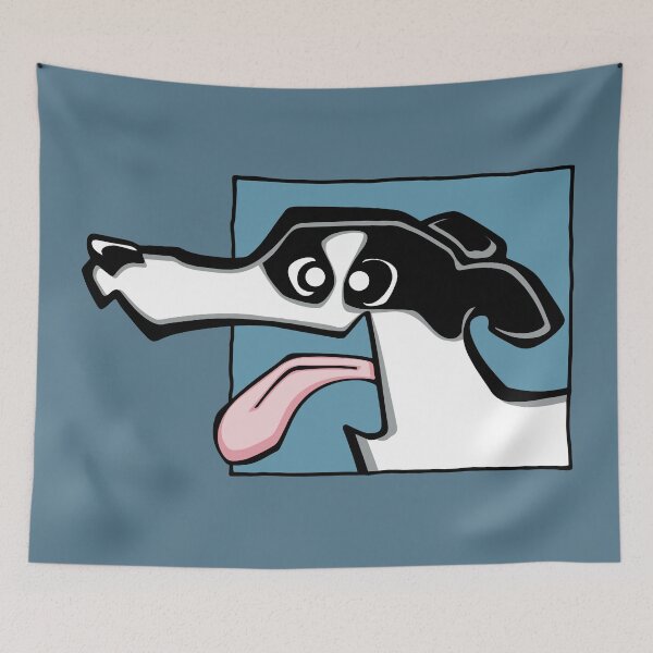 Item preview, Greyhound - White and Black (Face) BLUE BG designed and sold by TheChicken.