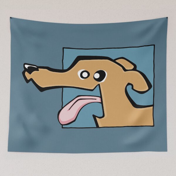 Item preview, Greyhound - Fawn (Face) BLUE BG designed and sold by TheChicken.