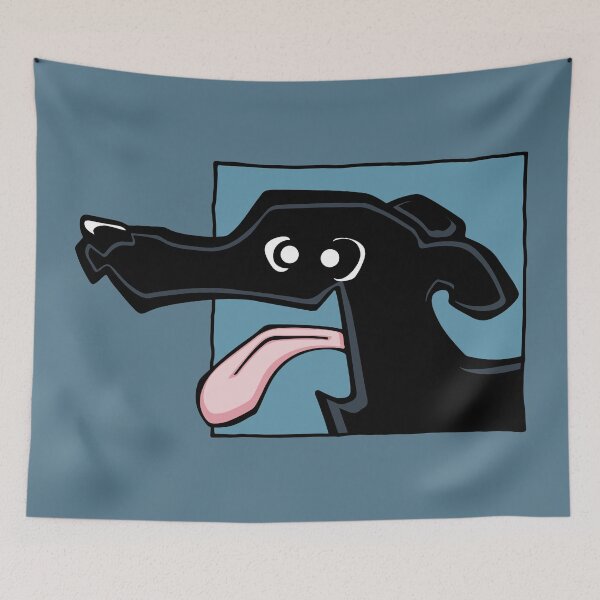 Item preview, Greyhound - Black (Face) BLUE BG designed and sold by TheChicken.