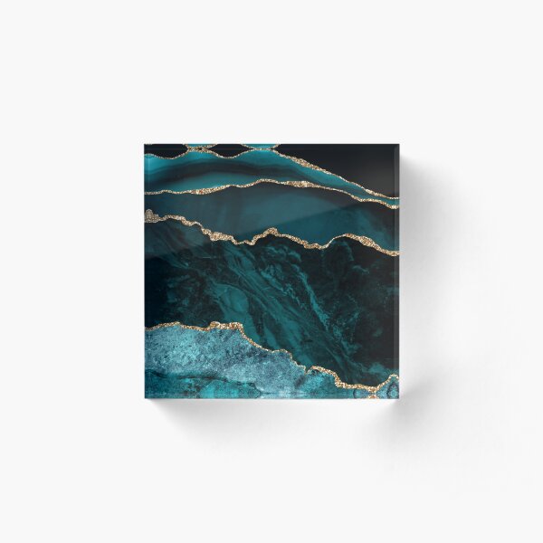 Amazing Blue and Teal Malachite Marble Acrylic Block