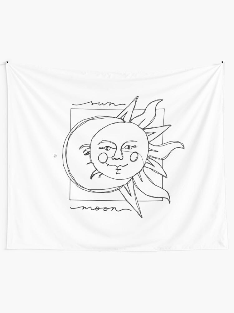 Sun And Moon Drawing Tapestry By Mba1 Redbubble