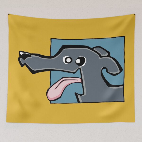 Item preview, Greyhound - Blue (Face) YELLOW BG designed and sold by TheChicken.