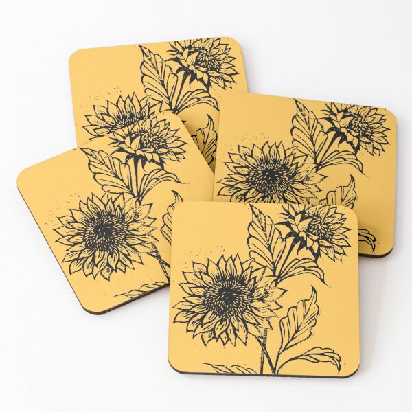 Item preview, Sunflowers - block print designed and sold by Rose24601.