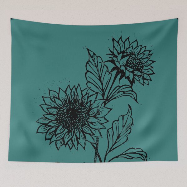 Item preview, Sunflowers - block print designed and sold by Rose24601.