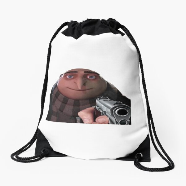 gru gun meme Drawstring Bag for Sale by gketheredge