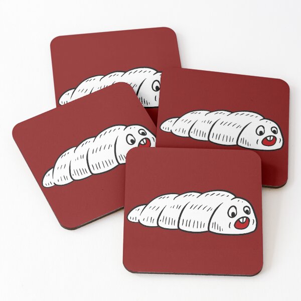 Item preview, Linda larva kawaii, comiendo dibujos animados de gusano de mosca blanca. designed and sold by JJadx.