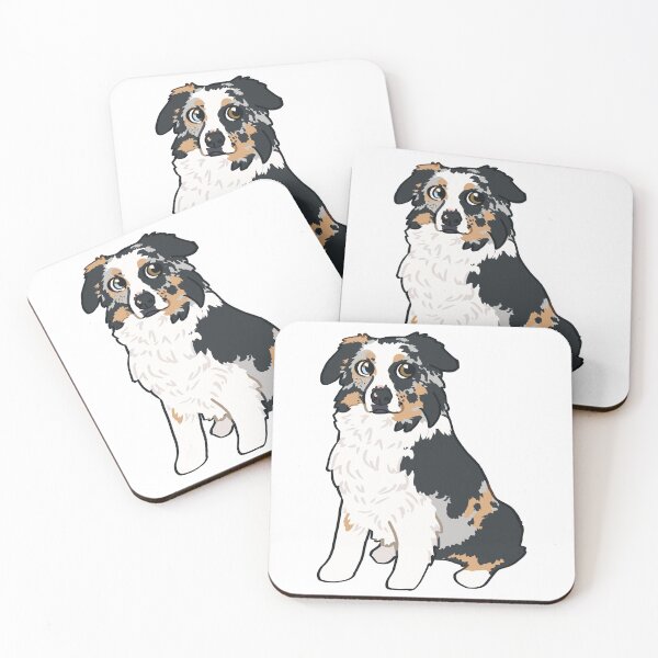 Item preview, Chibi Blue Merle Aussie With Heterochromia  / Blue Merle Australian Shepherd dog designed and sold by Ivy Fox Illustration.