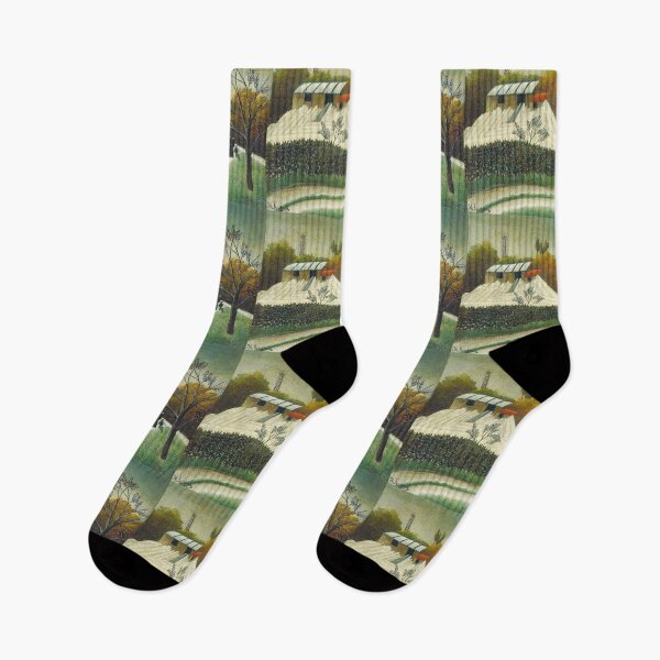 Item preview, farmstead scene - Henri Rousseau vintage artwork designed and sold by Vintage Designs +.