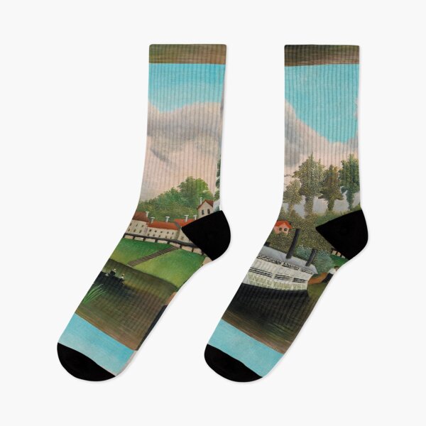 Item preview, Canal barge and boats scene - Henri Rousseau vintage artwork designed and sold by Vintage Designs +.