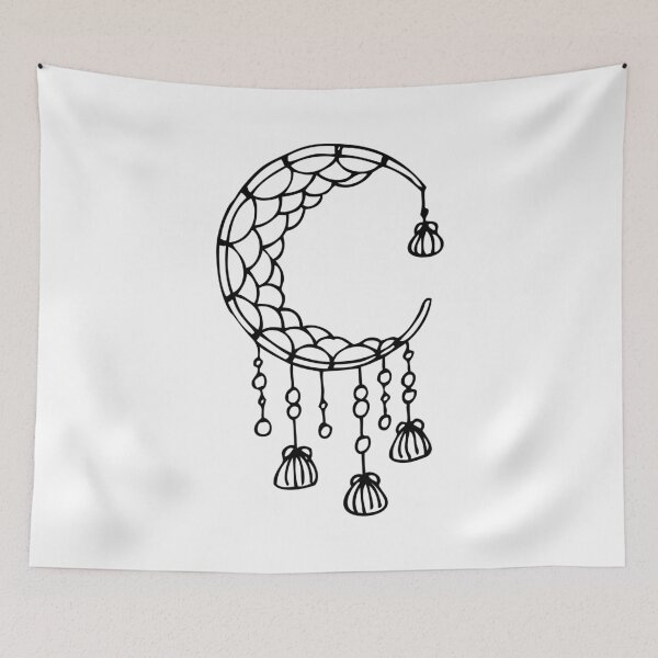 Item preview, Moon Dreamcatcher - Waning Cresent Moon - Black Sticker designed and sold by MysticMagpie.