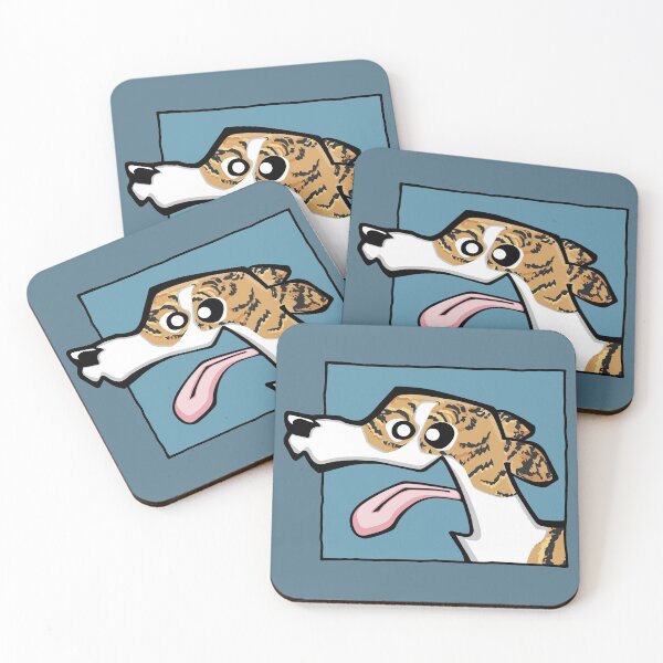 Item preview, Whippet - Brindle and White (Face) BLUE BG designed and sold by TheChicken.