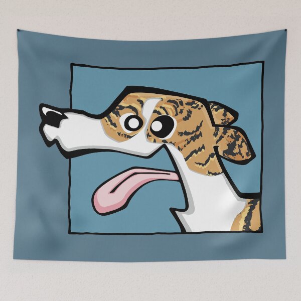 Item preview, Whippet - Brindle and White (Face) BLUE BG designed and sold by TheChicken.