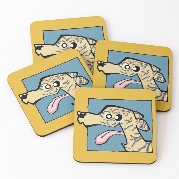 Item preview, Whippet - Grey Brindle (Face) YELLOW BG designed and sold by TheChicken.