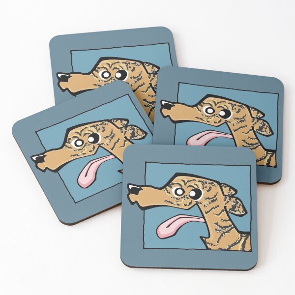 Item preview, Whippet - Tan Brindle (Face) BLUE BG designed and sold by TheChicken.