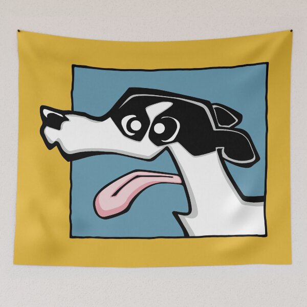 Item preview, Whippet - Black and White (Face) YELLOW BG designed and sold by TheChicken.