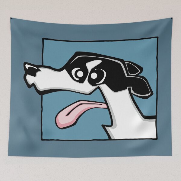 Item preview, Whippet - Black and White (Face) BLUE BG designed and sold by TheChicken.