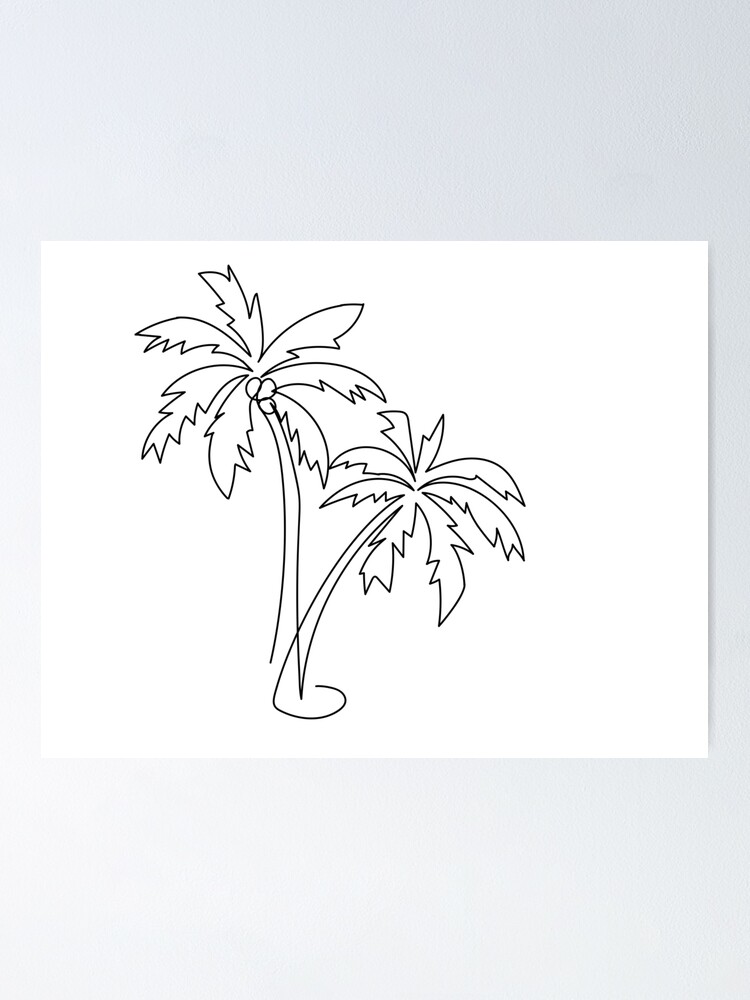 Alternate view of Palm tree continuous line drawing Poster