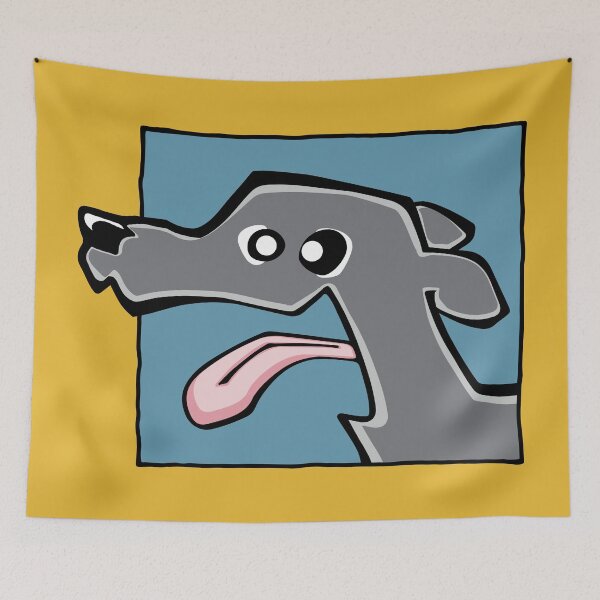 Item preview, Whippet - Blue (Face) YELLOW BG designed and sold by TheChicken.