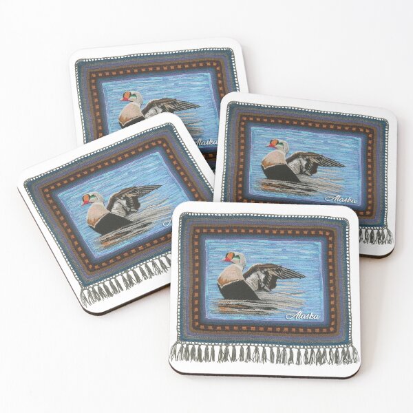 Item preview, Alaska Eider duck Alaskan fiber art embroidery designed and sold by nadya.