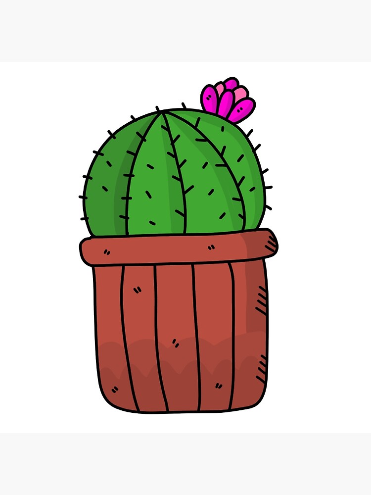 Southwest Cartoon Potted Barrel Cactus Flower Plant