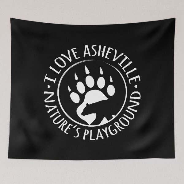 Artikelvorschau, Ich liebe Asheville - Schwarzbär - Weiß auf Schwarzem entworfen und verkauft von Serena's Asheville Merch.