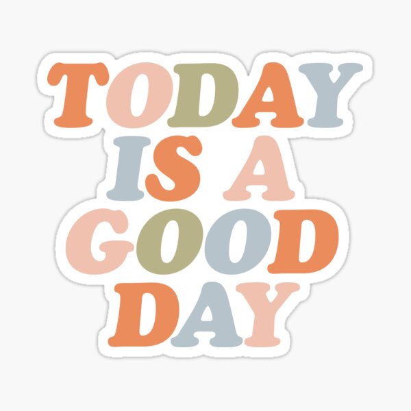 Vista previa del artículo con la obra «HOY ES UN BUEN DÍA melocotón rosa verde azul amarillo tipografía motivacional cita inspiradora decoración», diseñado y vendido por MotivatedType.