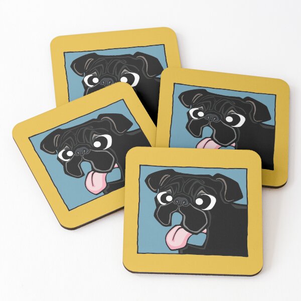 Item preview, Pug - Black (Face) YELLOW BG designed and sold by TheChicken.