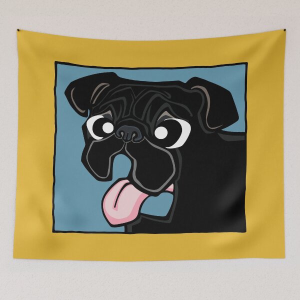 Item preview, Pug - Black (Face) YELLOW BG designed and sold by TheChicken.