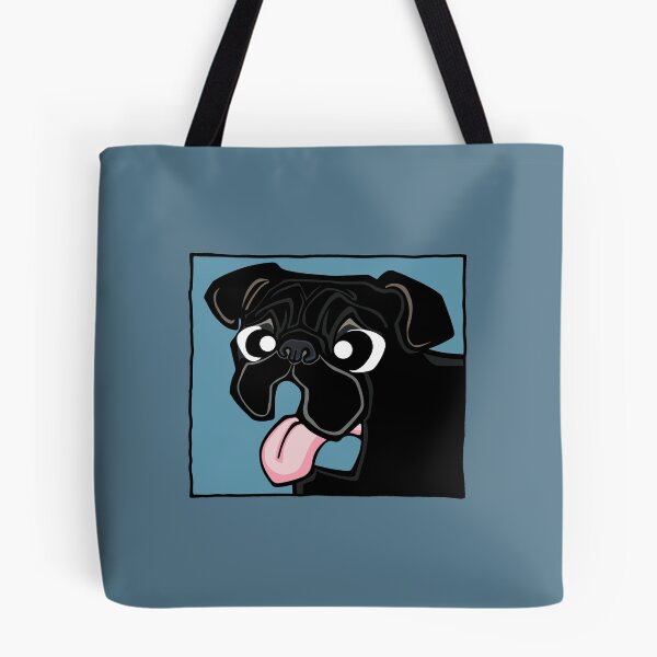 Item preview, Pug - Black (Face) BLUE BG designed and sold by TheChicken.