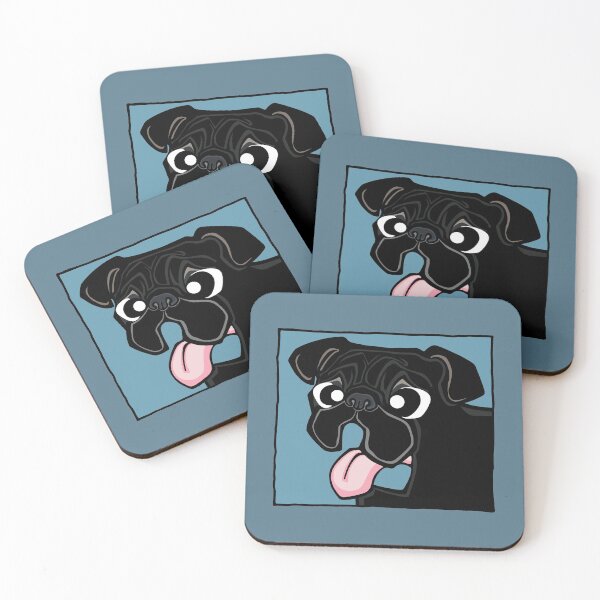 Item preview, Pug - Black (Face) BLUE BG designed and sold by TheChicken.