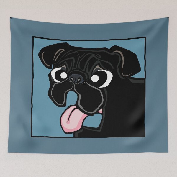 Item preview, Pug - Black (Face) BLUE BG designed and sold by TheChicken.
