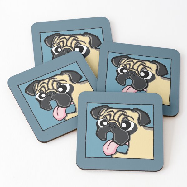 Item preview, Pug - Fawn (Face) BLUE BG designed and sold by TheChicken.