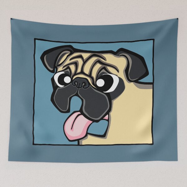 Item preview, Pug - Fawn (Face) BLUE BG designed and sold by TheChicken.