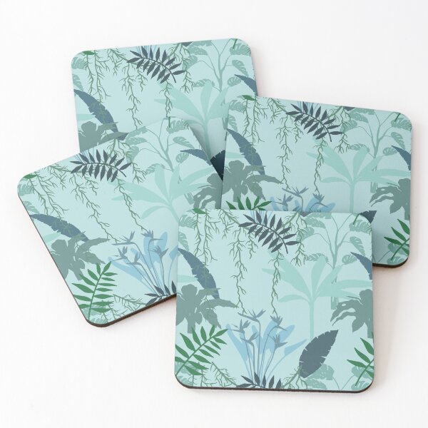 Item preview, Turquoise blue and green leafy jungle seamless pattern designed and sold by Sengflo.