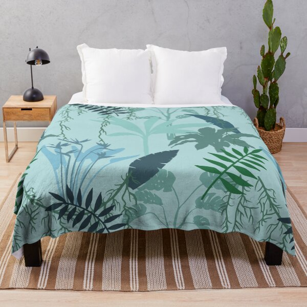 Item preview, Turquoise blue and green leafy jungle seamless pattern designed and sold by Sengflo.