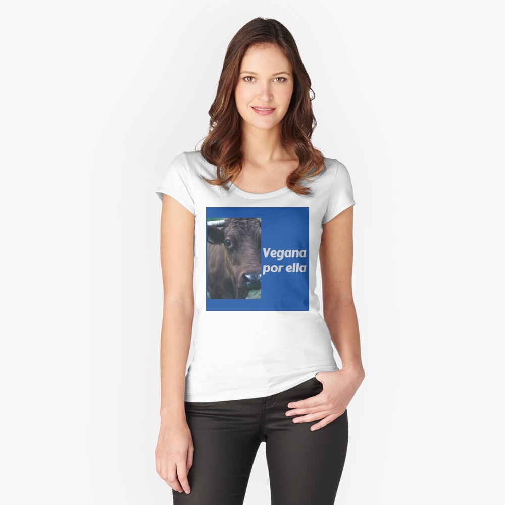 Vegana por los animales Camiseta entallada de cuello ancho