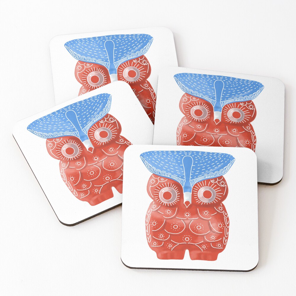 Red Owl Coasters (Set of 4)