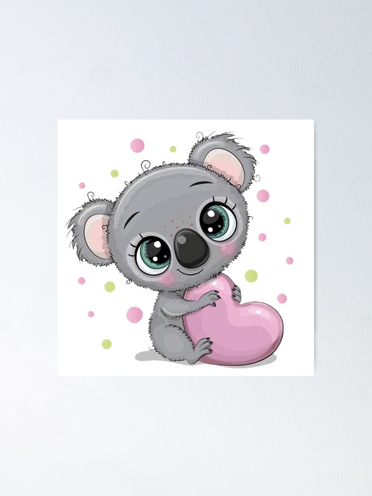 Vista alternativa de Póster Lindo bebé koala con corazón