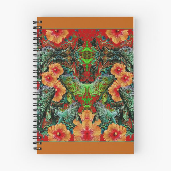 Item preview,  GREEN FLORIDA TROPICAL IGUANAS & ORANGE HIBISCUS SCALES ART designed and sold by sharlesart.