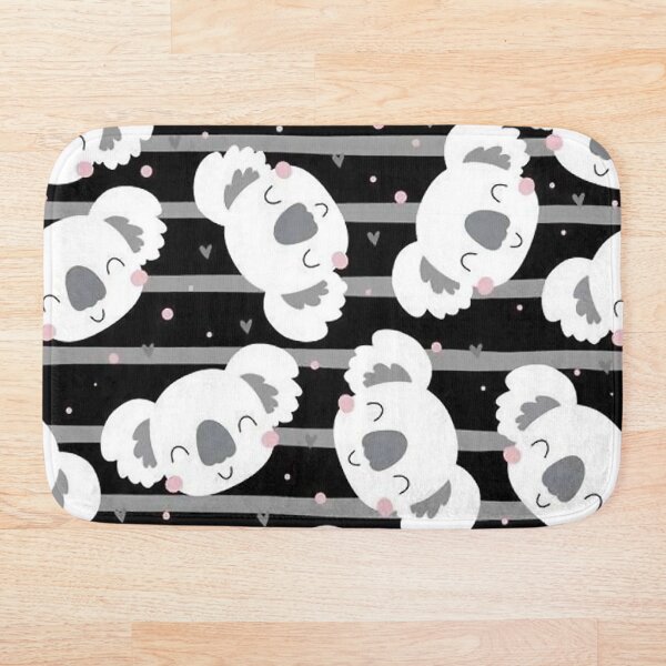 Cute Baby Koala On Striped Background Bath Mat