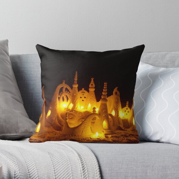 Sand castle at night Throw Pillow