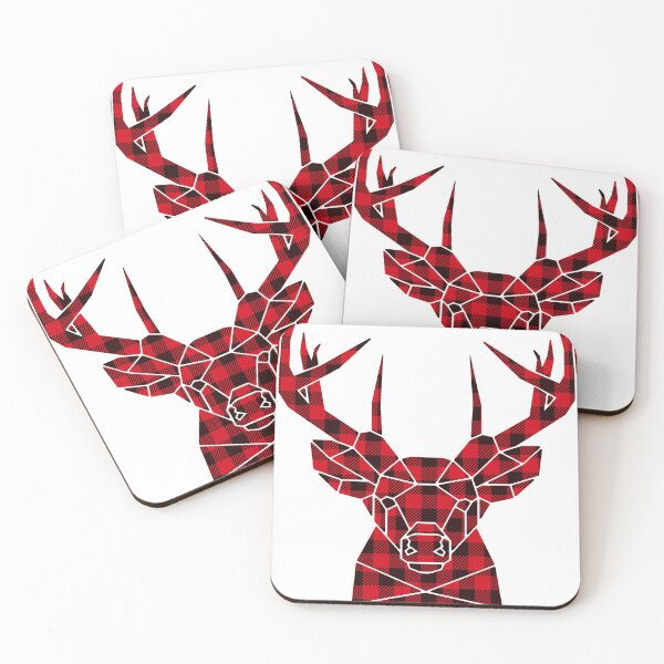 Item preview, Plaid Geometric Stag Head designed and sold by SquidAndBear.