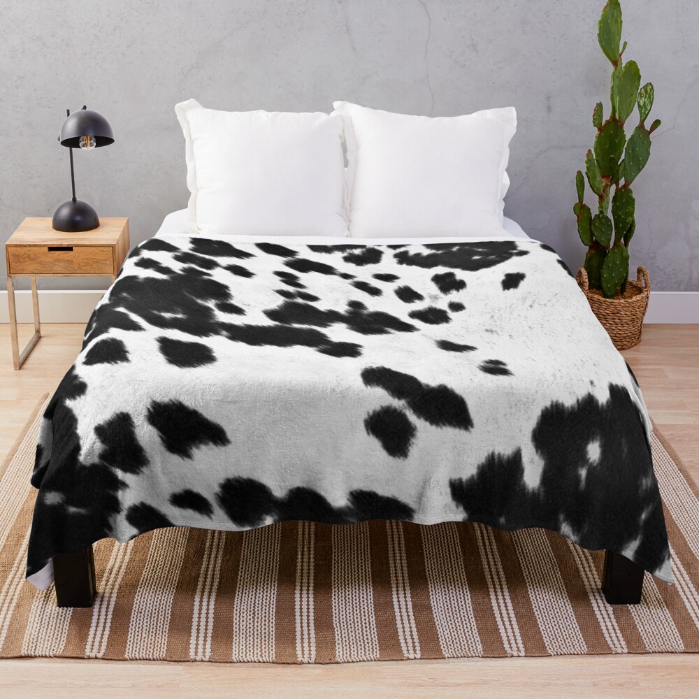 Faux Cowhide Black and White 3 Throw Blanket