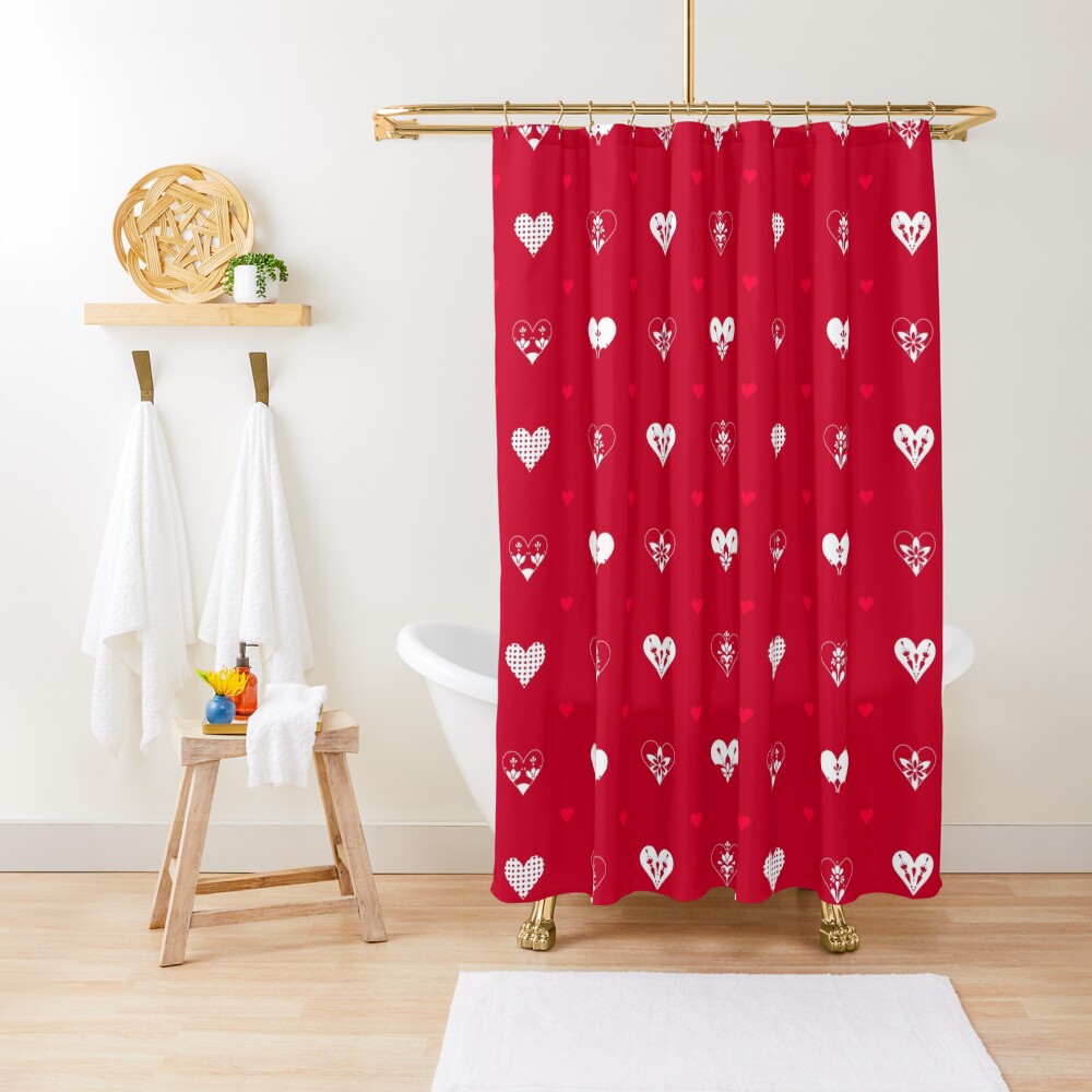Valentines Day Hearts- Red Shower Curtain