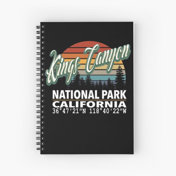 Vintage Classic Retro Color Kings Canyon National Park with GPS Location Design Spiral Notebook