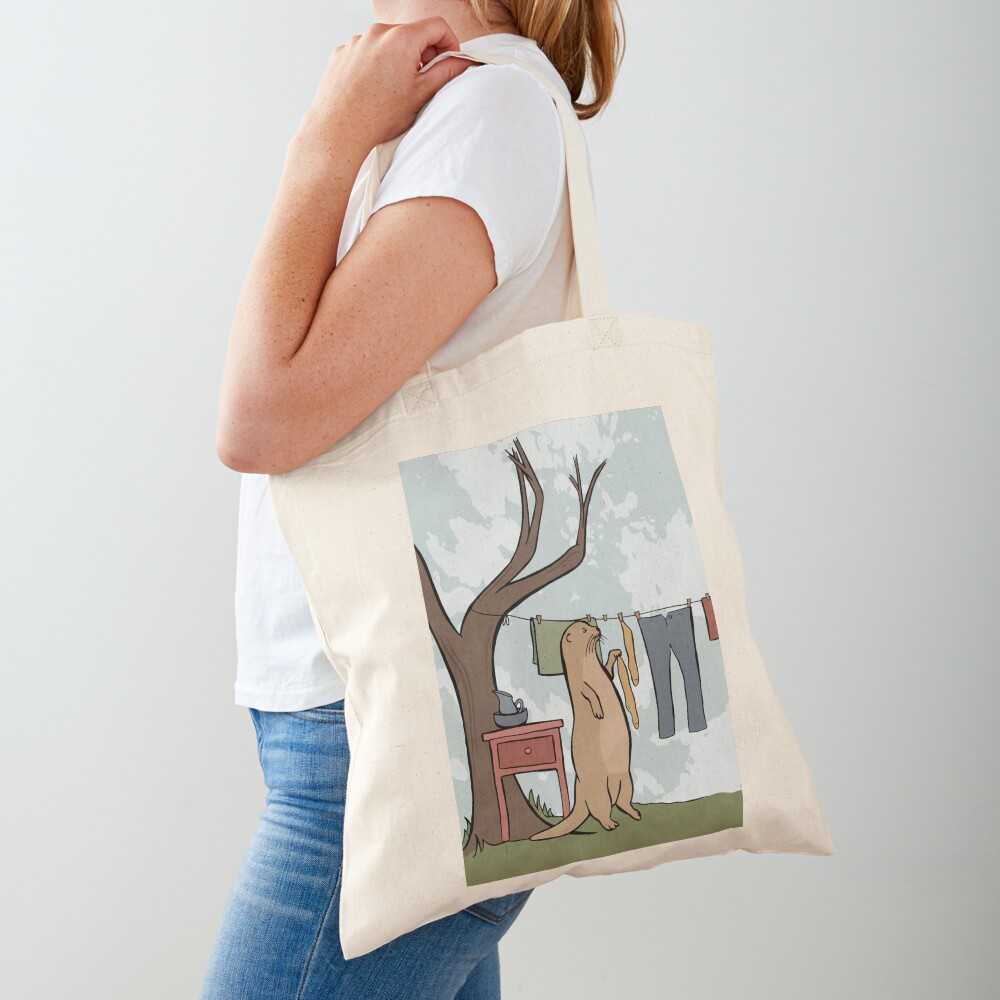 Otter is Doing a Little Laundry on a Sunny Day Tote Bag