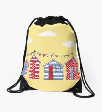 beach huts Drawstring Bag