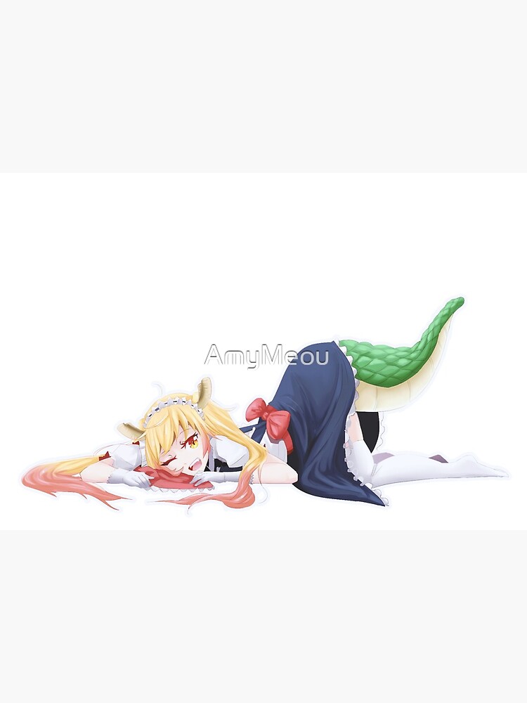 tohru miss kobayashi dragon's maid cute dragon girl maid dragon blond  anime  art board print